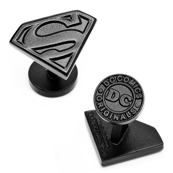 Satin Black Superman Shield Cufflinks Image 1