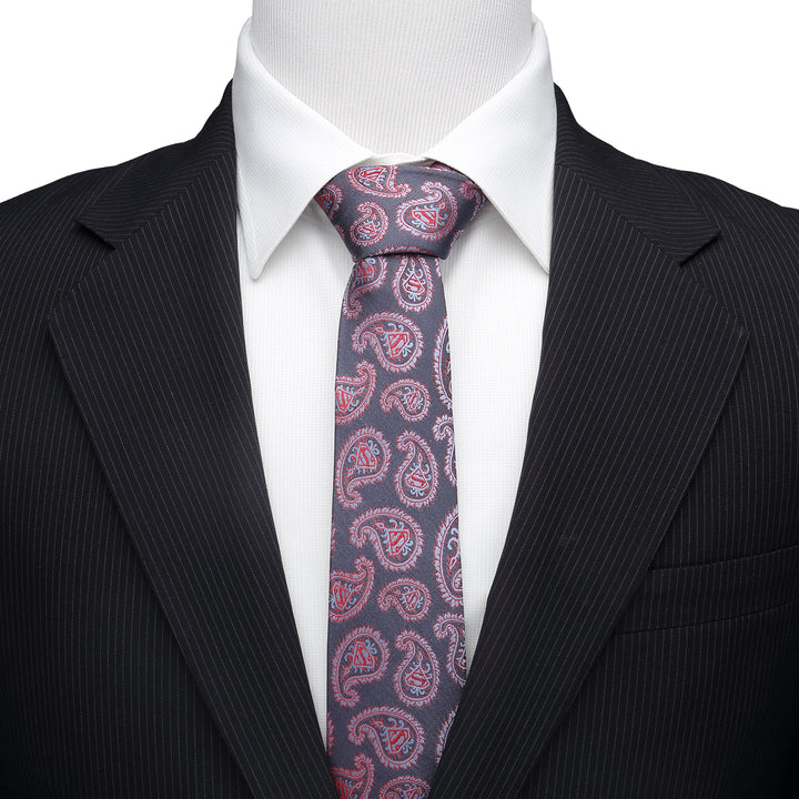 Red and Blue Superman Paisley Tie Image 2