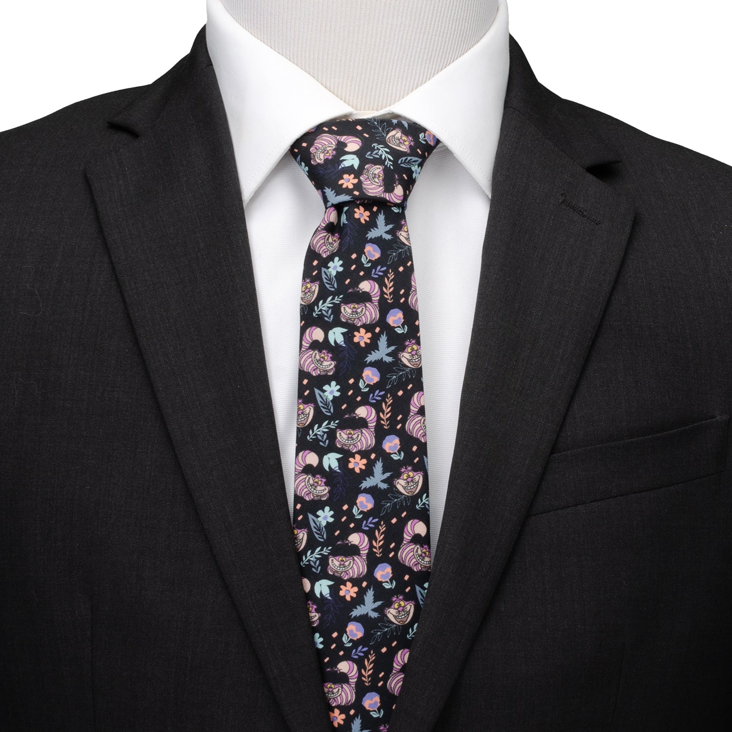 Alice in Wonderland Cheshire Cat Black Men's Tie Image 3