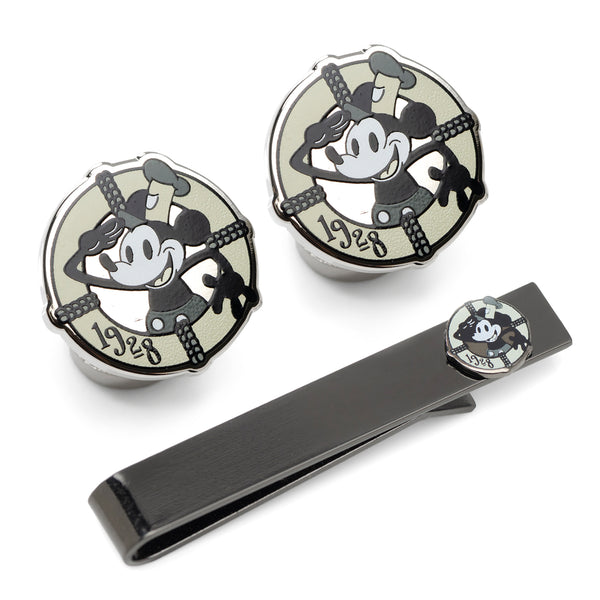 Limited Time D100 Steamboat Willie Cufflinks and Tie Bar Gift Set Image 1