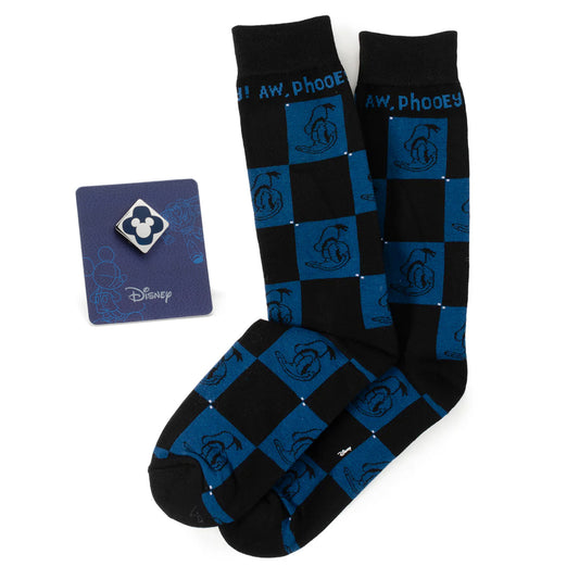 Donald Check Black Sock and Mickey Blue Lapel Pin Gift Set Image 1