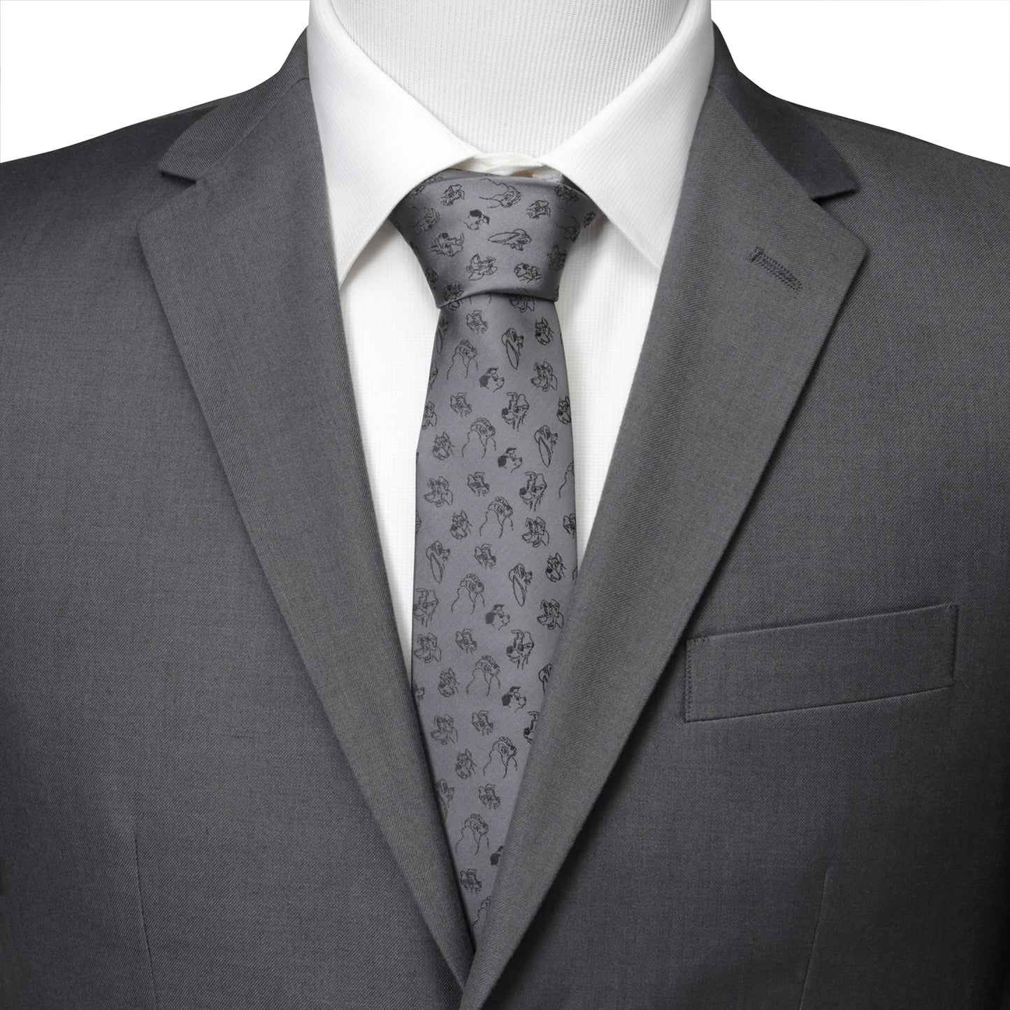 Dog Print Gray Men's Tie Image 2