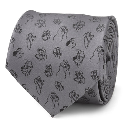 Dog Print Gray Men's Tie Image 1