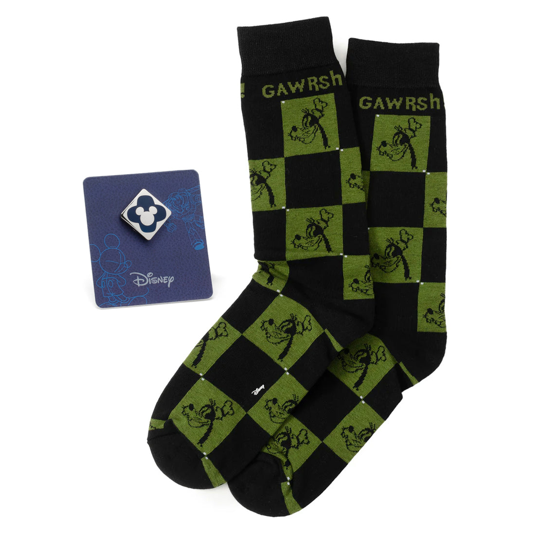 Goofy Check Sock and Mickey Blue Lapel Pin Gift Set Image 1