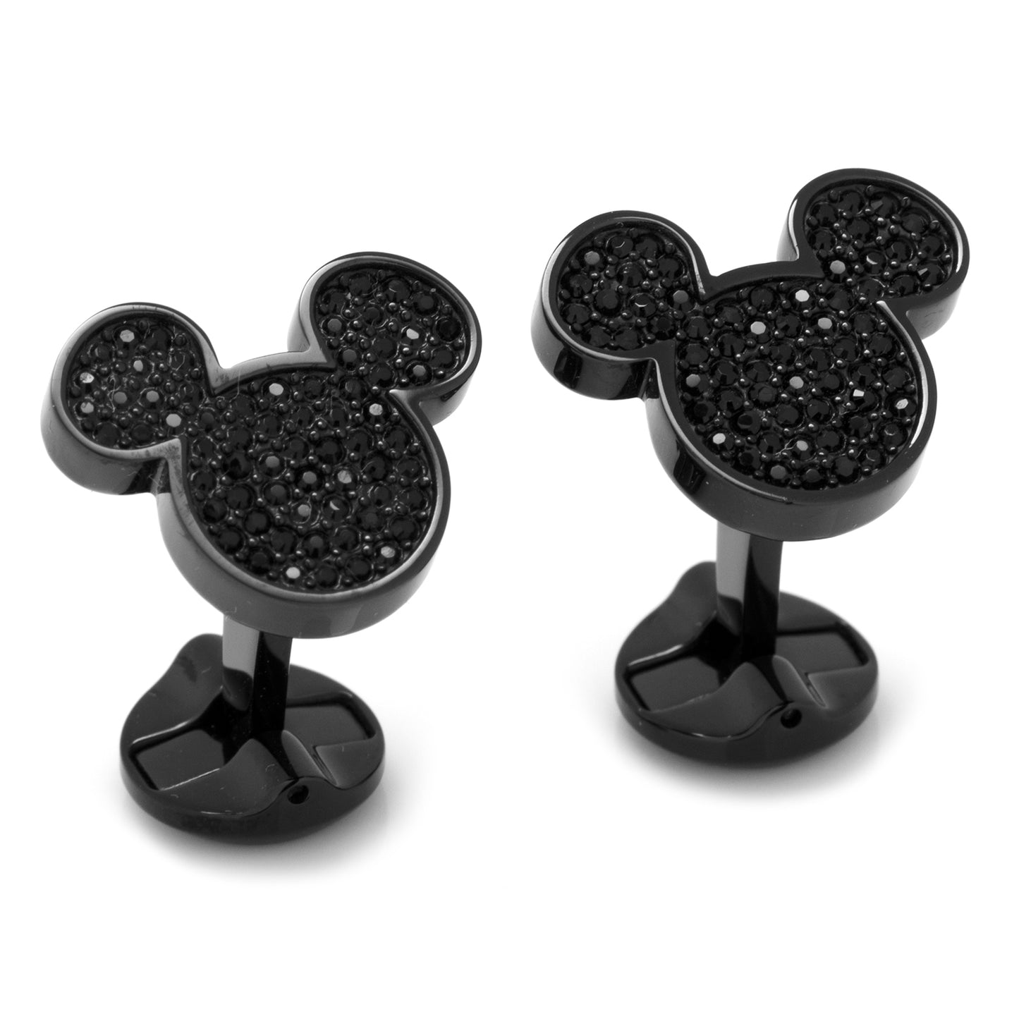 Stainless Steel Black Pave Crystal Mickey Mouse Cufflinks Image 2