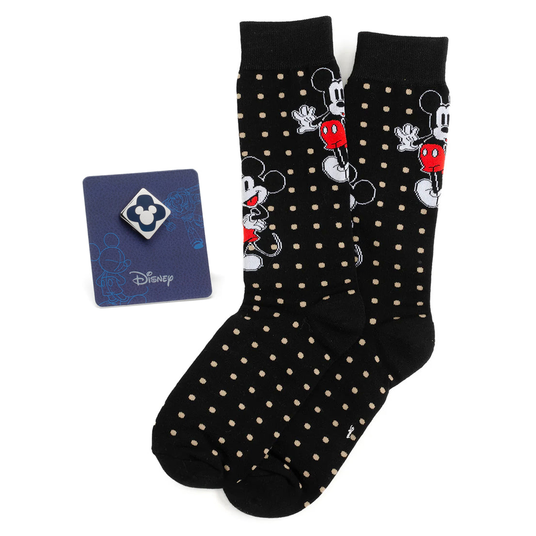 Disney Mickey Mouse Dot Socks and Blue Lapel Pin Gift Set Image 1