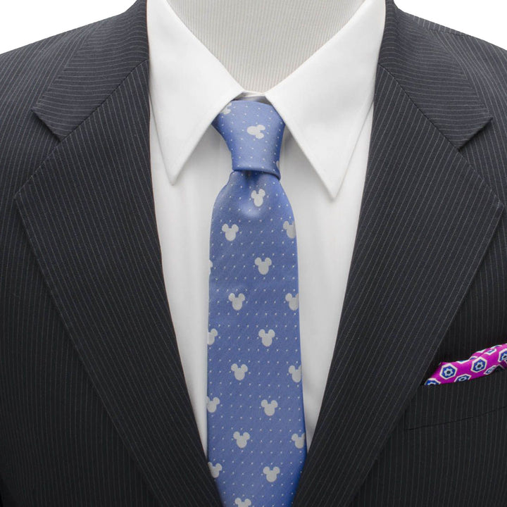 Mickey Mouse Blue Pin Dot Mens Tie Image 2