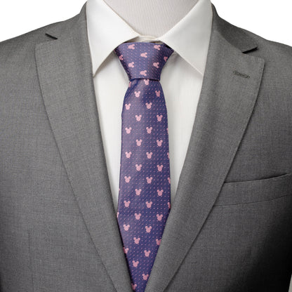 Mickey Silhouette Purple Pink Dot Tie Image 2