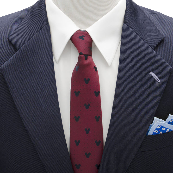 Mickey Mouse Red Pin Dot Mens Tie Image 2