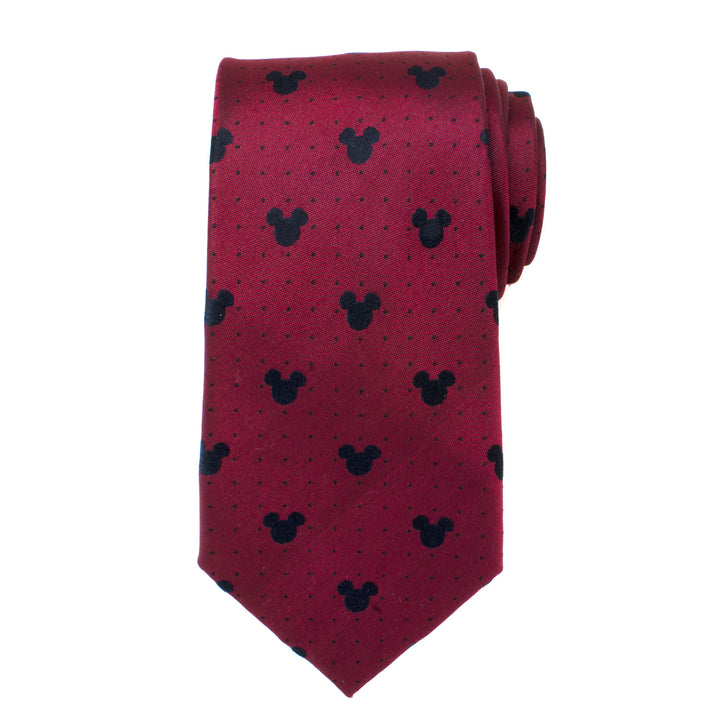 Mickey Mouse Red Pin Dot Mens Tie Image 3
