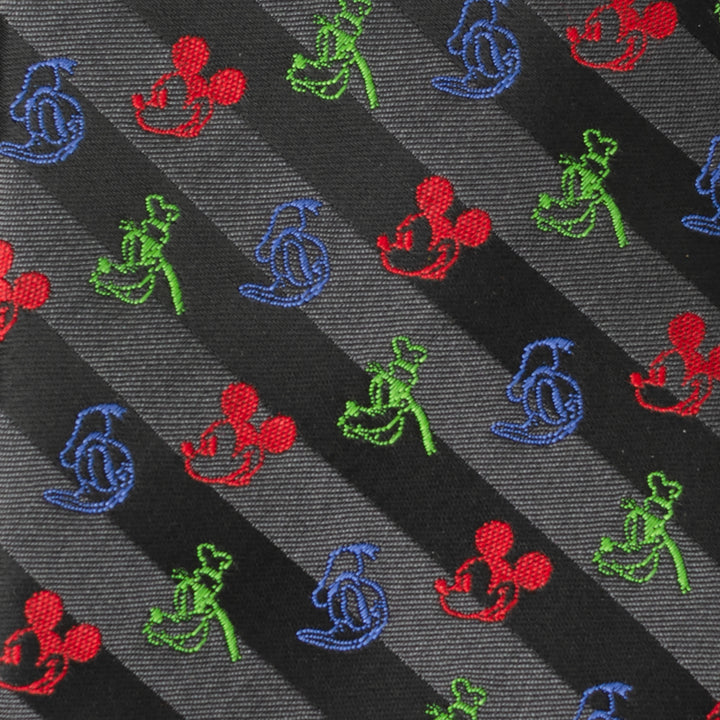 Disney - Mickey Friends Men's Multi Black Stripe Tie Image 4