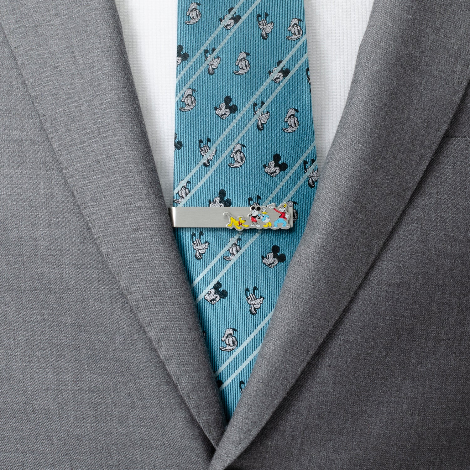 Disney - Mickey And Friends Printed Silver Tie Bar Image 2