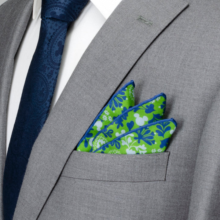 Mickey Floral Green Pocket Square Image 2