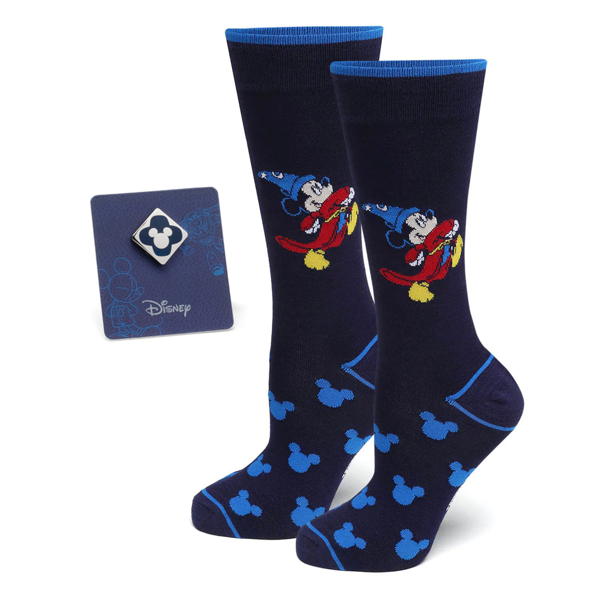 Mickey Fantasia Navy Sock and Mickey Blue Lapel Pin Gift Set Image 1