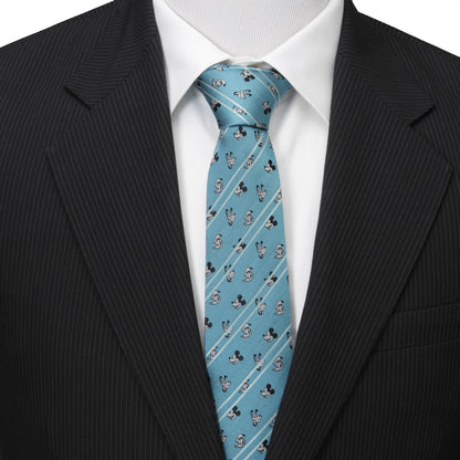 Mickey and Friends Aqua Striped Men's Tie Image 2