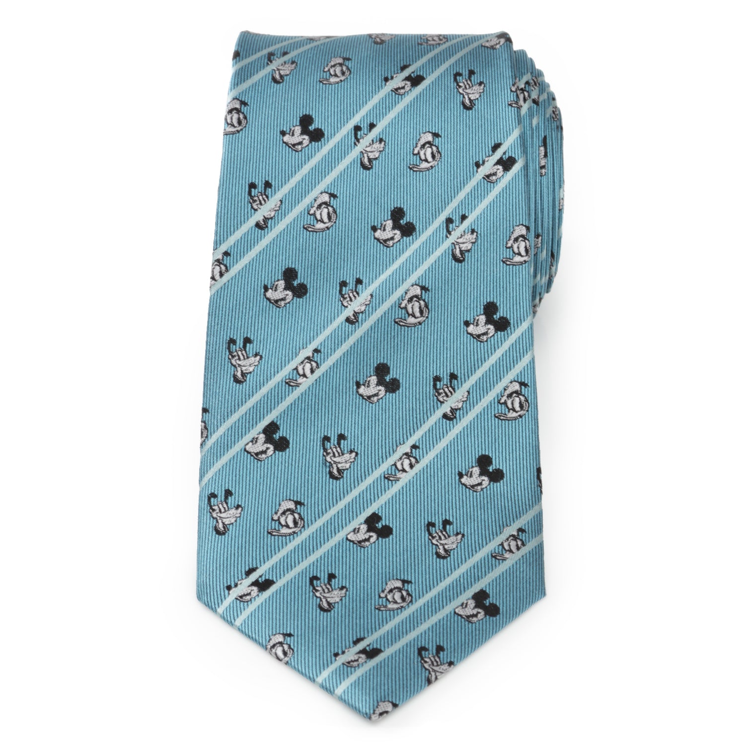 Mickey and Friends Aqua Striped Men's Tie Image 3