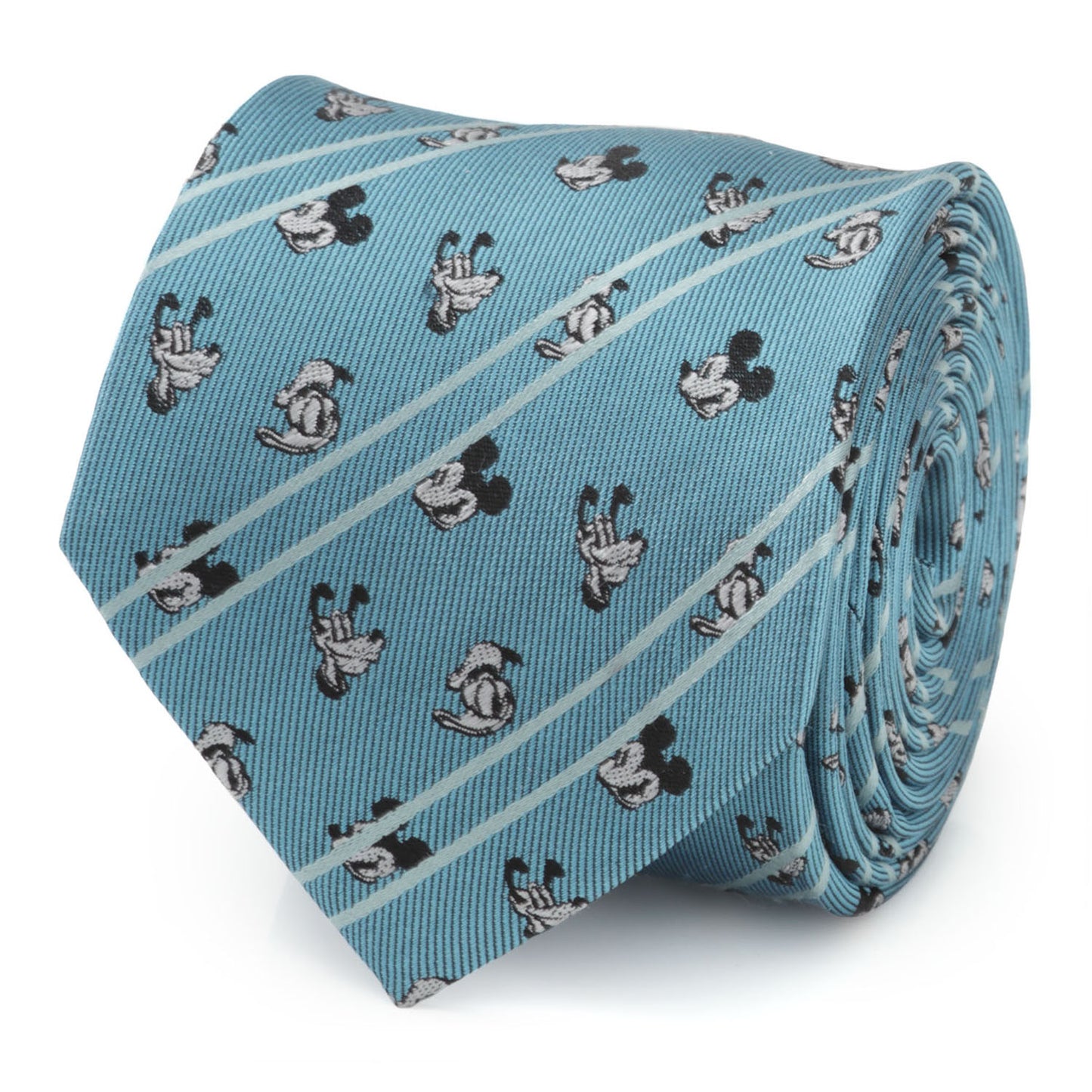 Mickey and Friends Aqua Striped Men's Tie Image 1