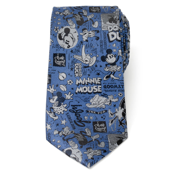 D100 Mickey & Friends Vintage Hollywood Blue Men's Tie Image 3