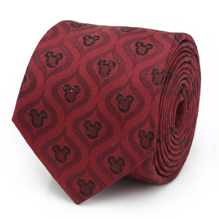 Mickey Mouse Holiday Metallic Black Silk Men's Tie Image 1