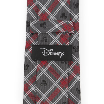 Mickey Mouse Holiday Plaid Gray Silk Men's Tie Image 4
