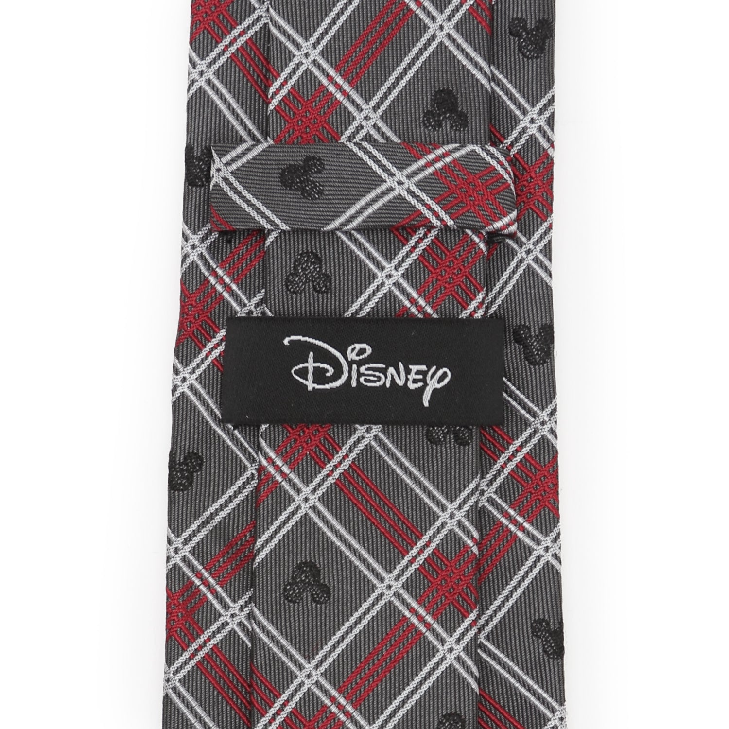 Mickey Mouse Holiday Plaid Gray Silk Men's Tie Image 4