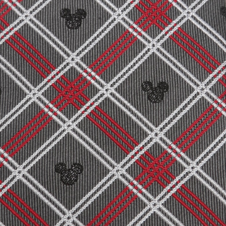 Mickey Mouse Holiday Plaid Gray Silk Men's Tie Image 5