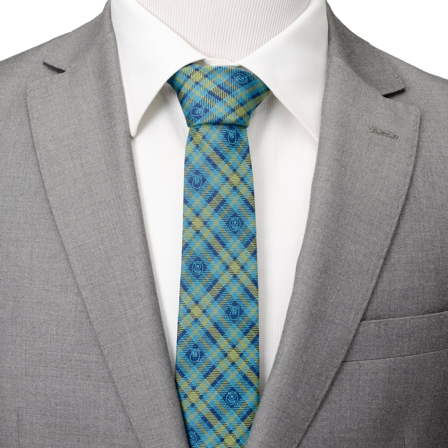 Monsters Inc Plaid Blue Green Tie Image 2