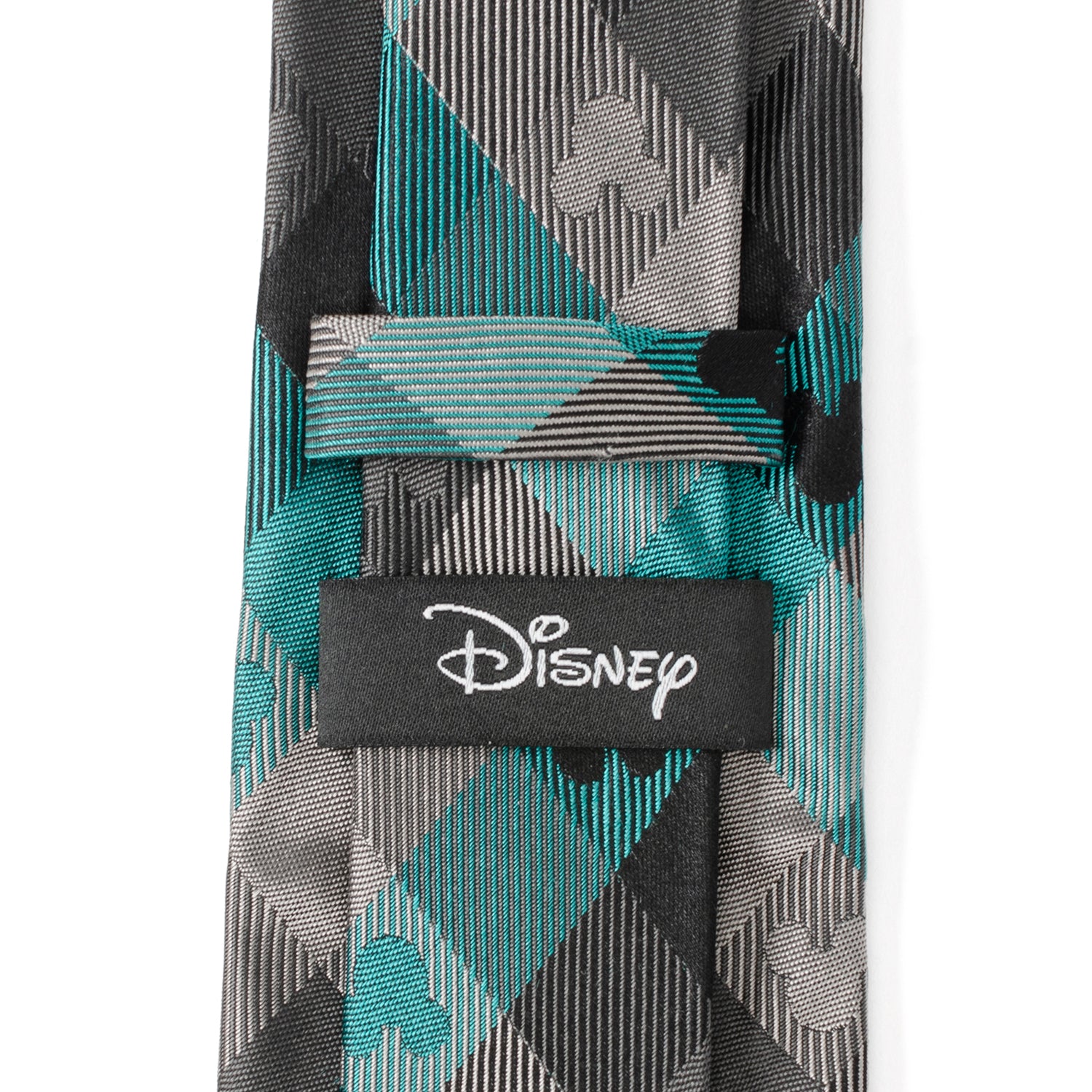 Mickey Silhouette Teal Plaid Men's Tie Image 5