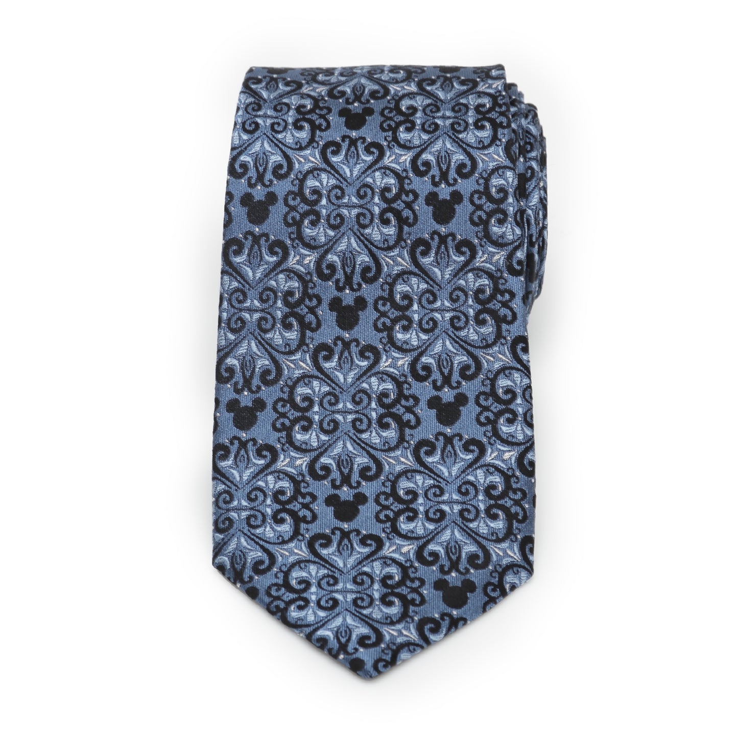 Mickey Mouse Damask Tile Blue Men's Tie Image 3