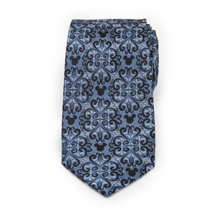 Mickey Mouse Damask Tile Blue Men's Tie Image 3