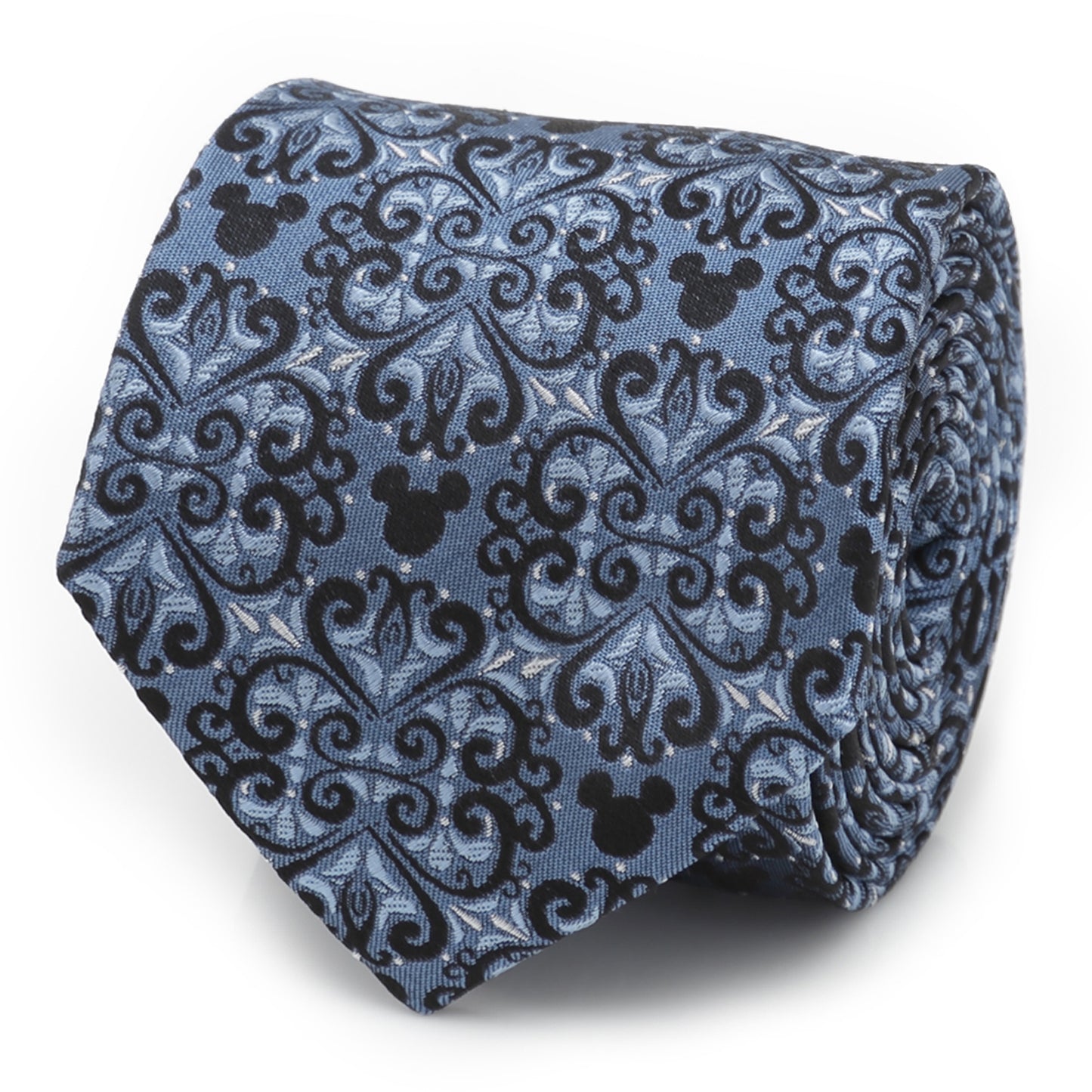 Mickey Mouse Damask Tile Blue Men's Tie Image 1