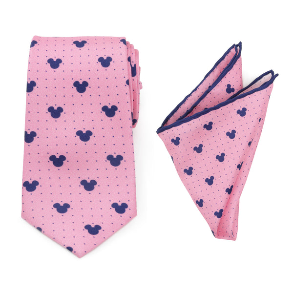 Mickey Mouse Dot Pink Tie and Pocket Square Gift Set Image 1