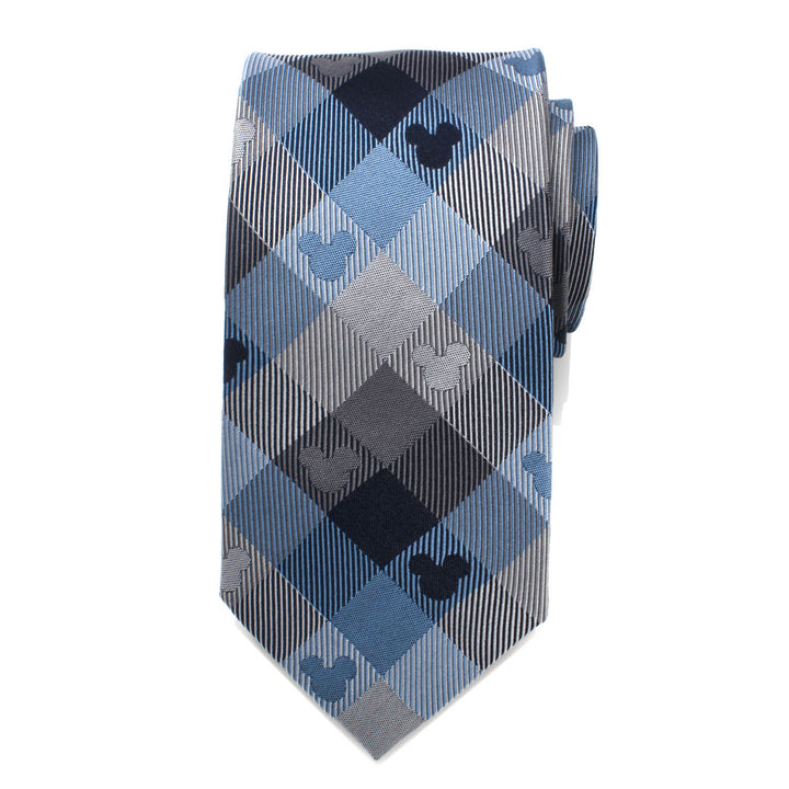 Mickey Mouse Blue Plaid Mens Tie Image 3