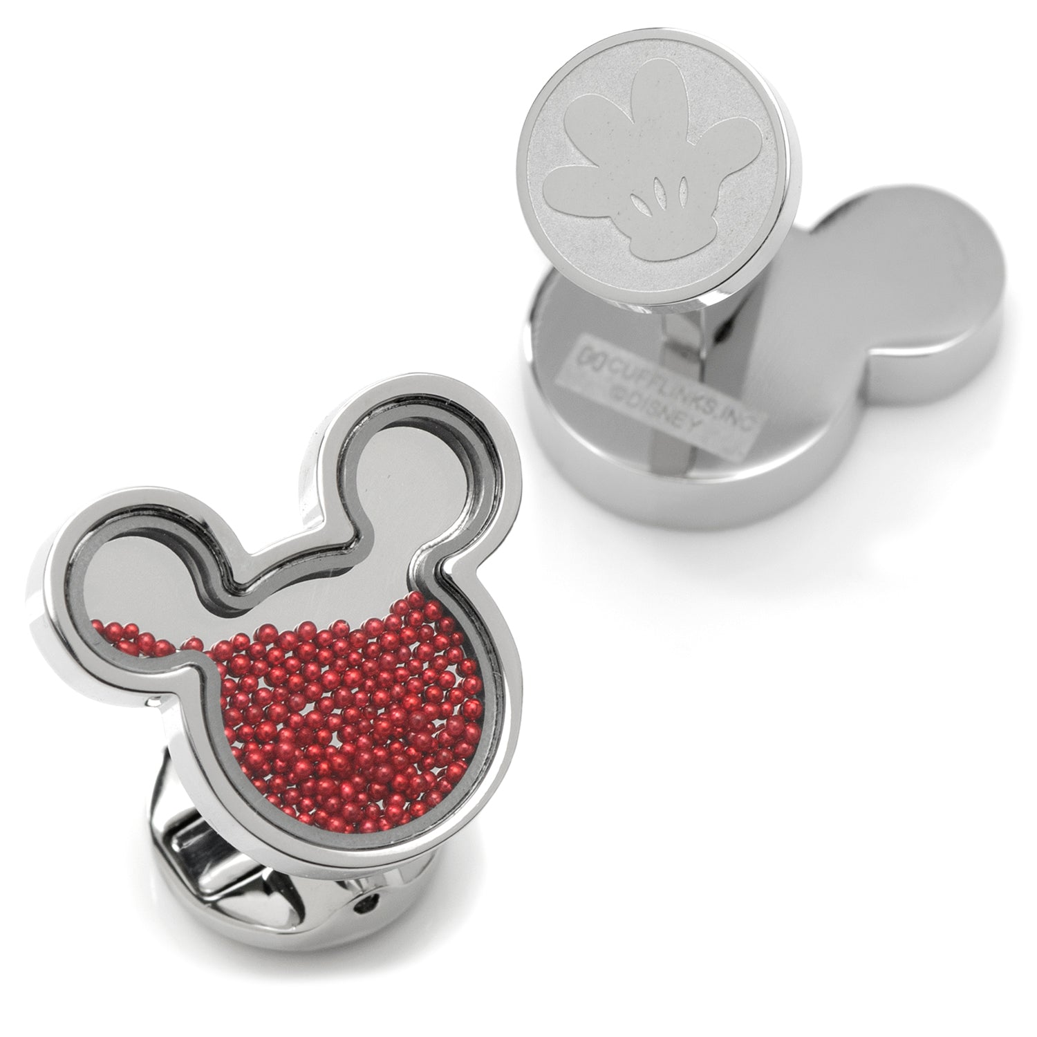 Mickey Mouse Silhouette Red Caviar Bead Cufflinks Image 2