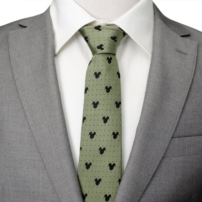 Mickey Silhouette Dot Green Men's Tie Image 2