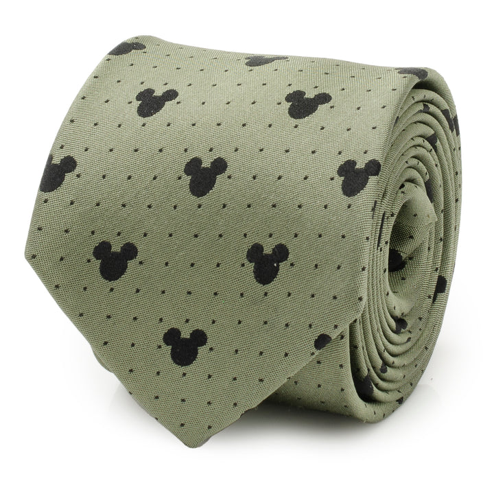 Mickey Silhouette Dot Green Men's Tie Image 1