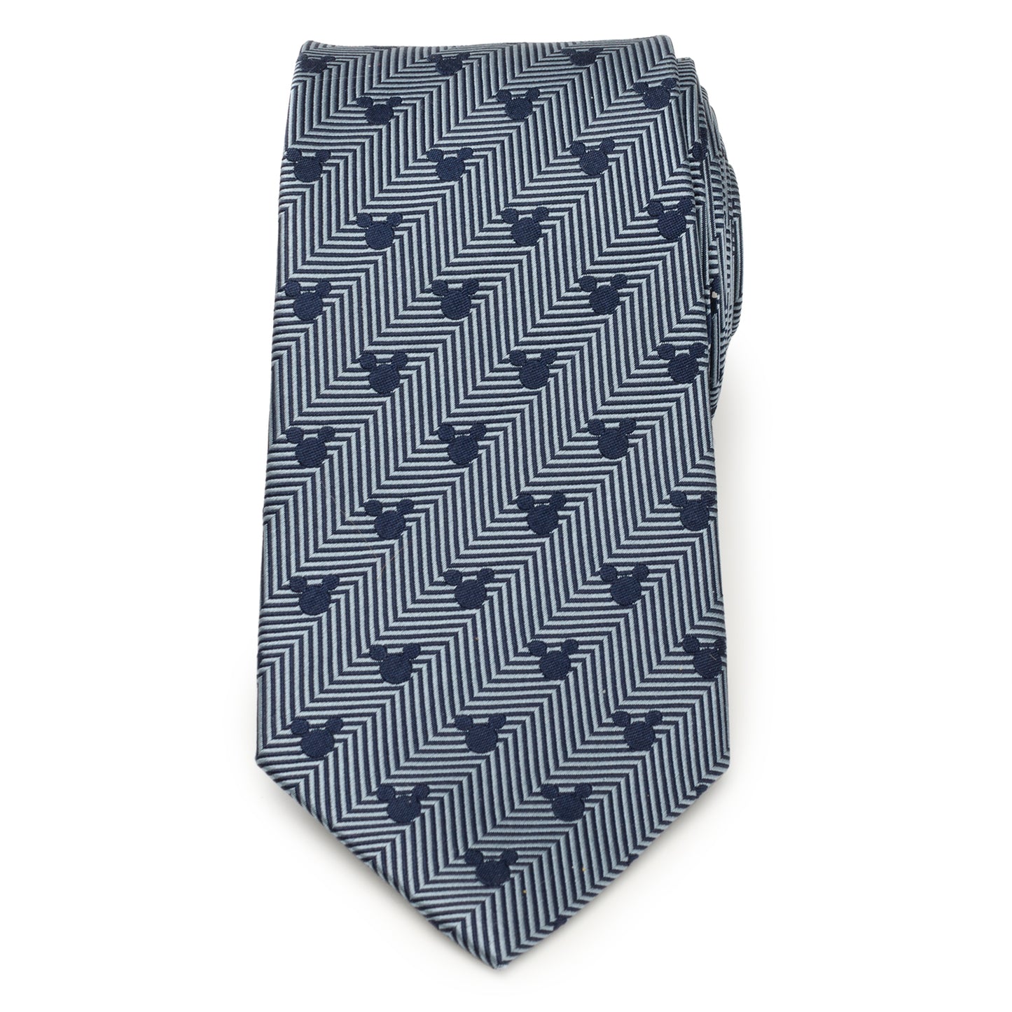 Mickey Silhouette Blue Herringbone Men's Tie Image 3