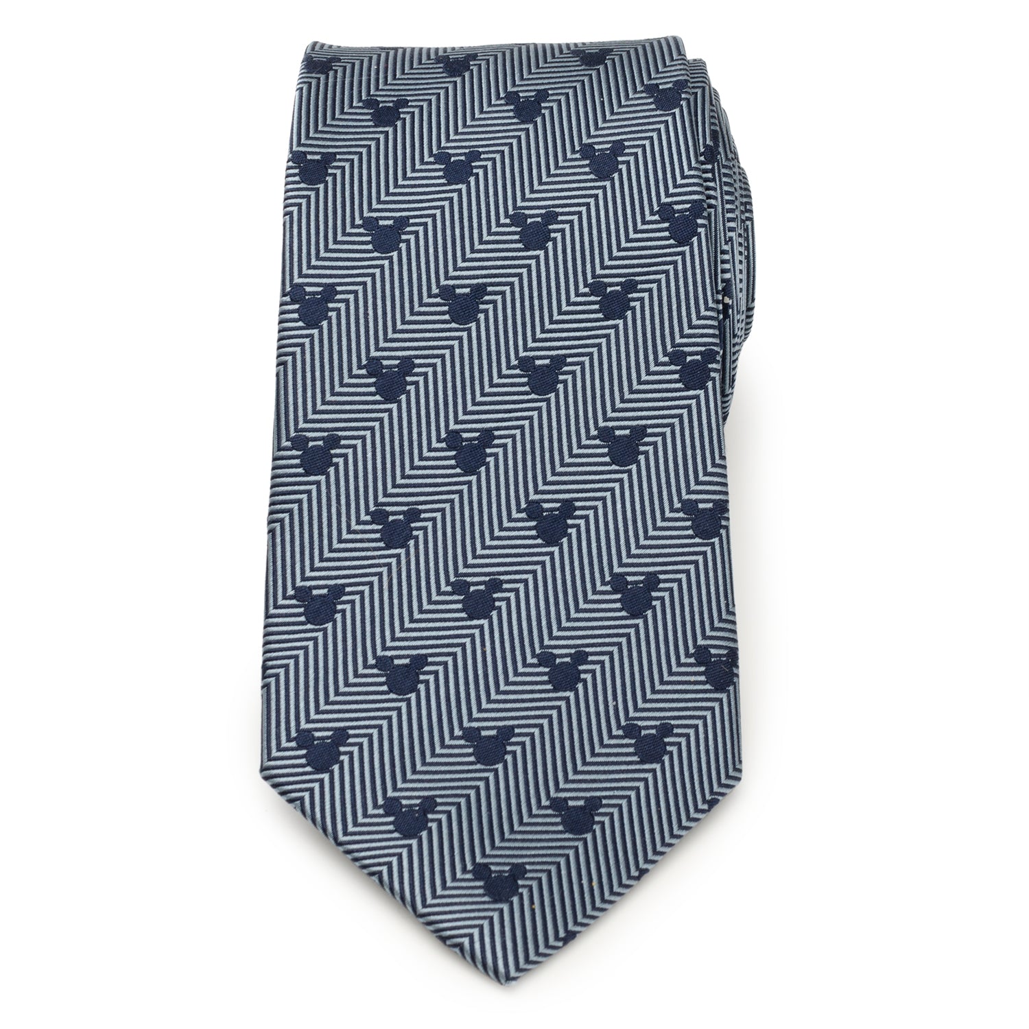 Mickey Silhouette Blue Herringbone Men's Tie Image 3