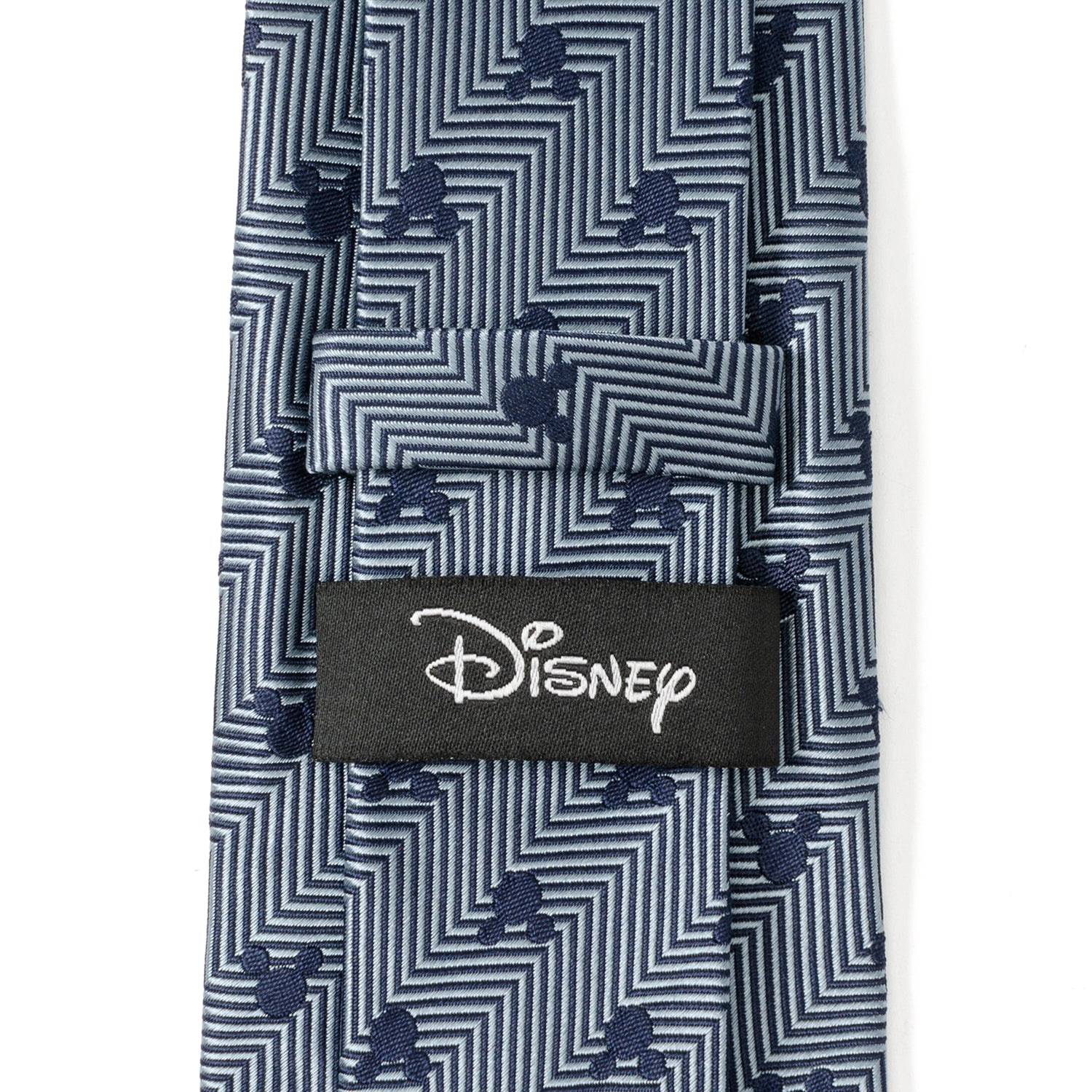 Mickey Silhouette Blue Herringbone Men's Tie Image 5