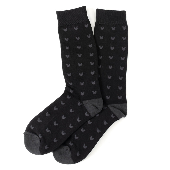 Mickey Silhouette Motif Black Men's Socks Image 2