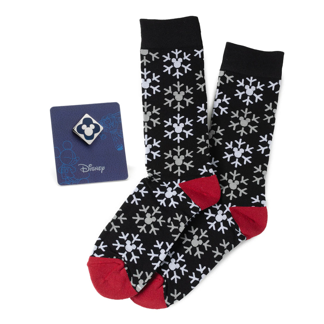 Mickey Snow Black Sock and Mickey Blue Lapel Pin Gift Set Image 1