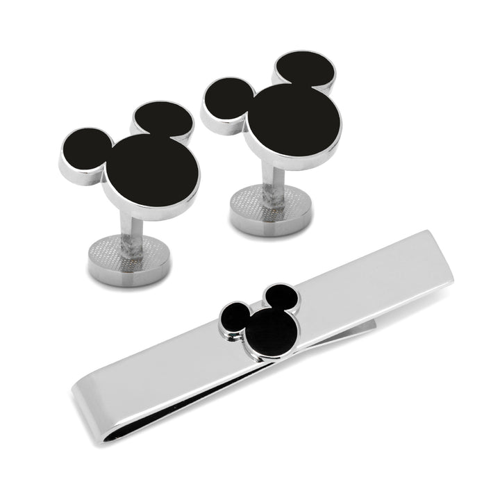 Mickey Mouse Silhouette Cufflinks and Tie Bar Gift Set Image 1