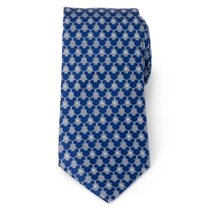 Mickey Silhouette Pattern Dot Blue Tie Image 3