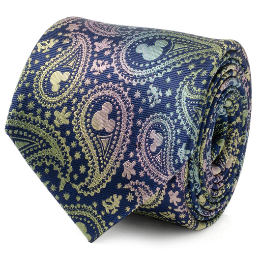Mickey Silhouette Iridescent Paisley Navy Tie Image 1