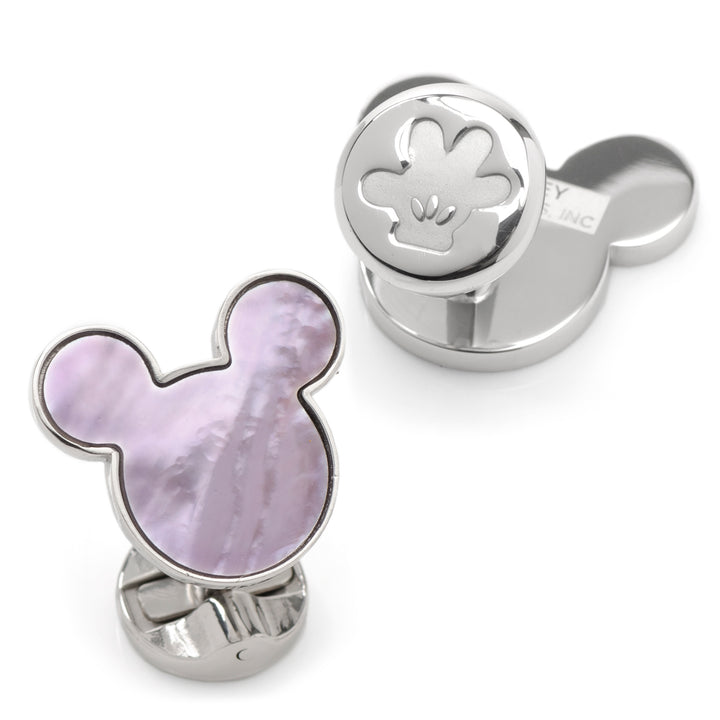 Mickey Silhouette Lavender Mother of Pearl Sterling Silver Cufflinks  Image 2