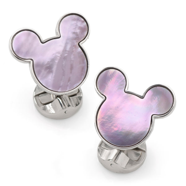 Mickey Silhouette Lavender Mother of Pearl Sterling Silver Cufflinks  Image 1
