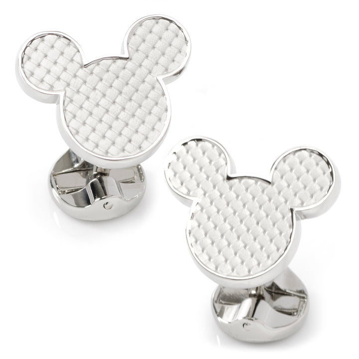 Mickey Mouse Silhouette Basket Weave Cufflinks Image 2
