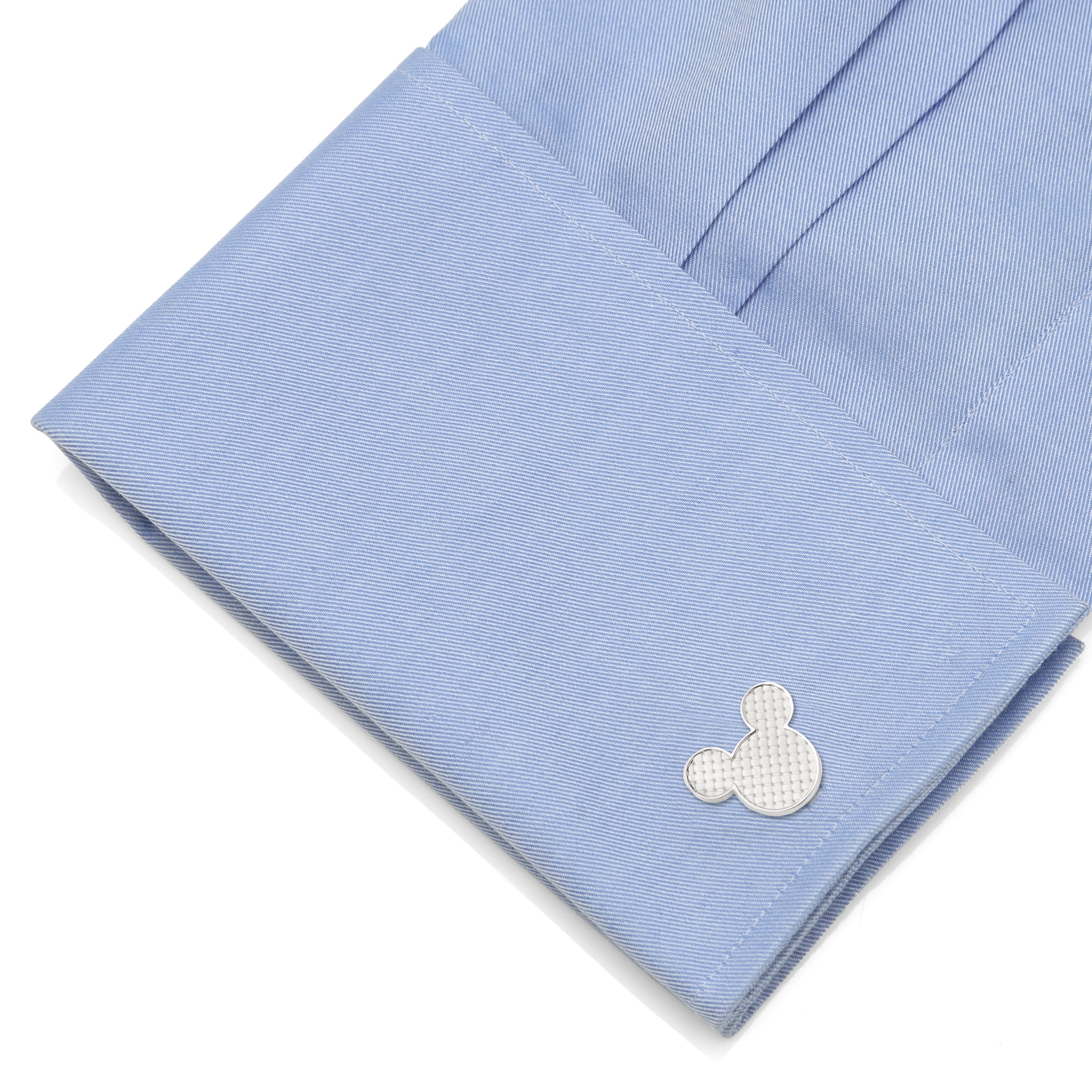 Mickey Mouse Silhouette Basket Weave Cufflinks Image 3
