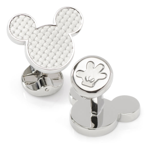 Mickey Mouse Silhouette Basket Weave Cufflinks Image 1