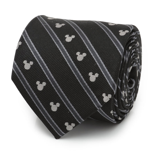 Mickey Mouse Stripe Black Men's Tie Image 1